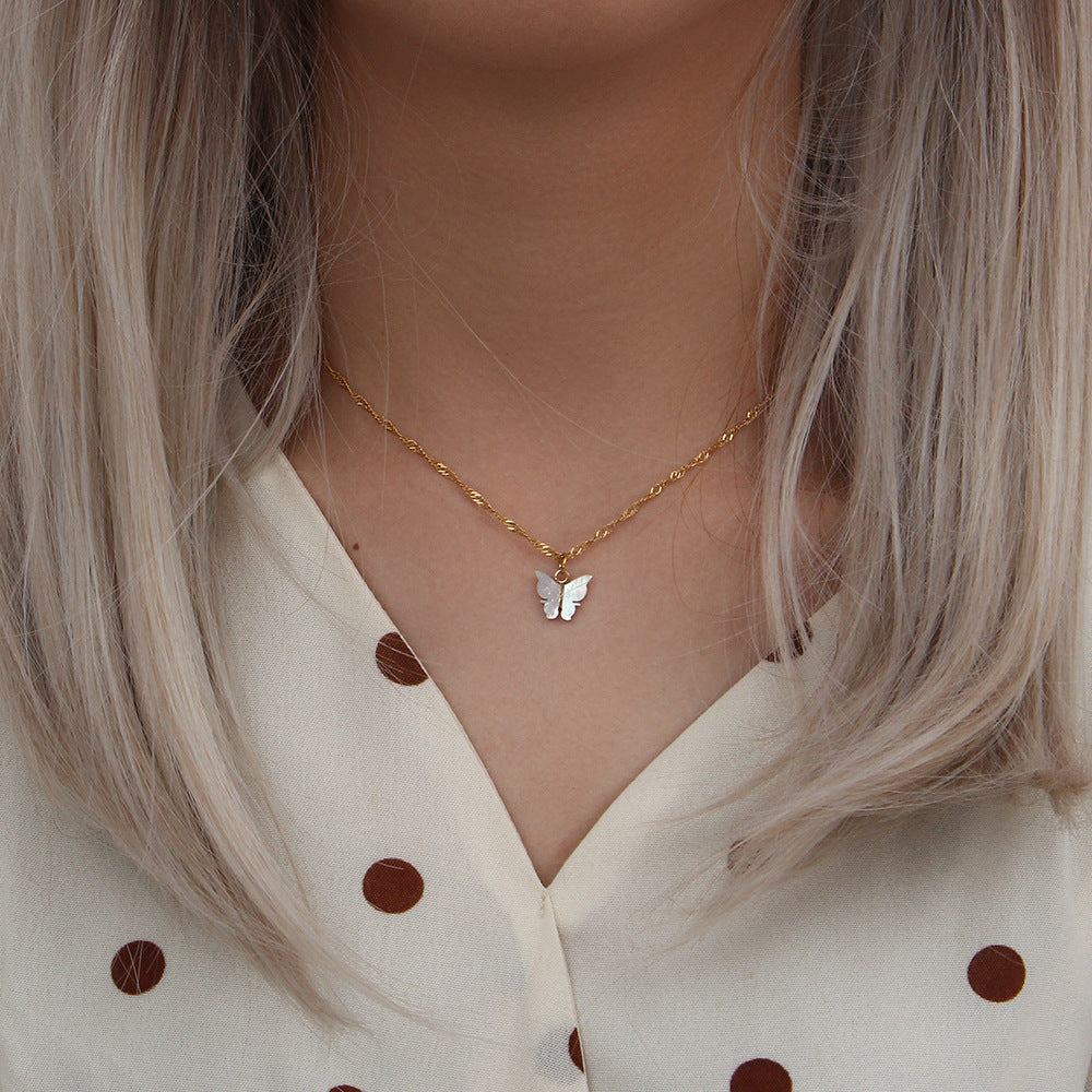 Wholesale Stainless Steel Shell Butterfly Earrings Necklace